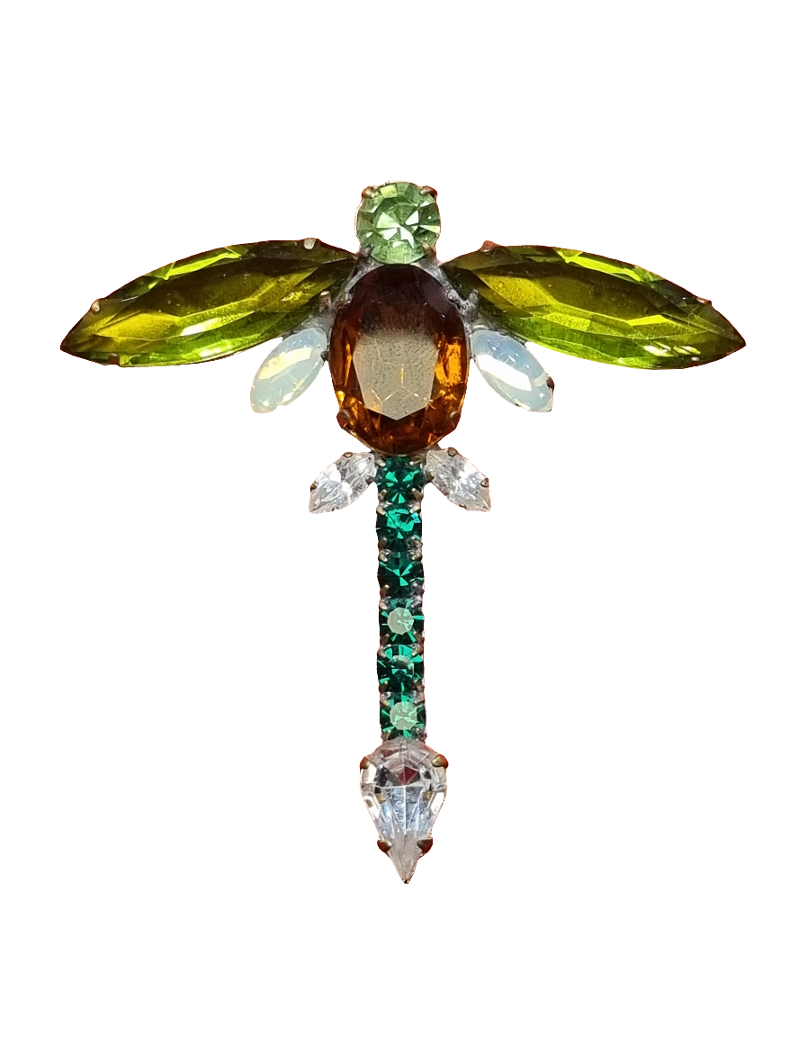 Dragonfly with Yellow Crystal Wings | Brooch V