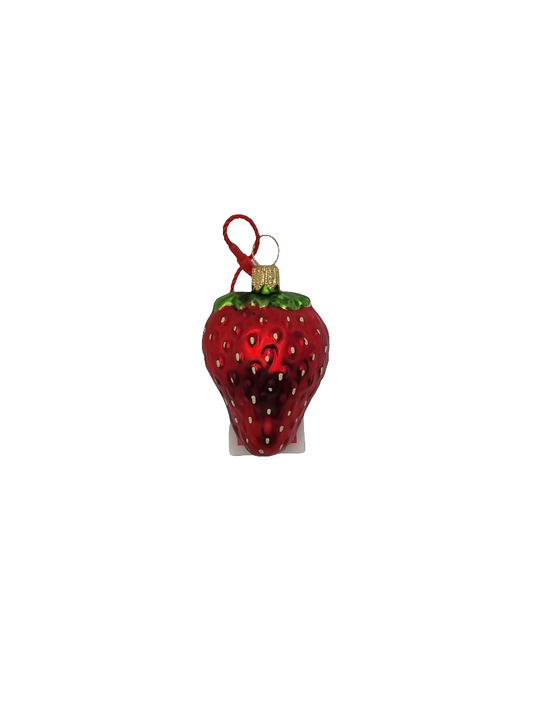 European Glass Christmas ornament of a Strawberry half detailed (F)