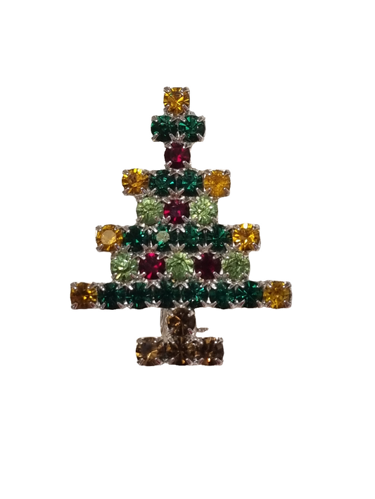 Colourful Crystal Tree with Gold Tips | Brooch V