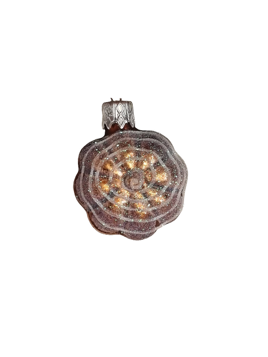 European Glass Christmas ornament of a Pinecone | Brown with Sparkle Swirl (F)