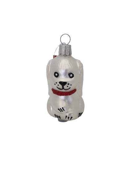 European Glass Christmas ornament of a Dog Sparkle Collar (D)