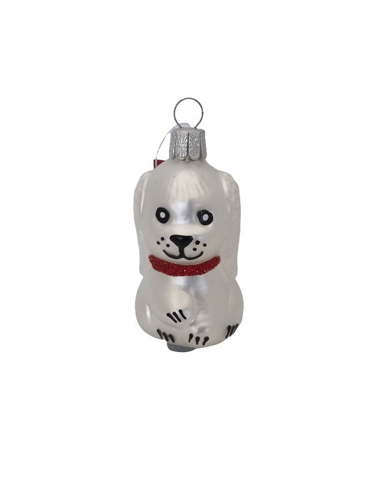 European Glass Christmas ornament of a Dog Sparkle Collar (D)