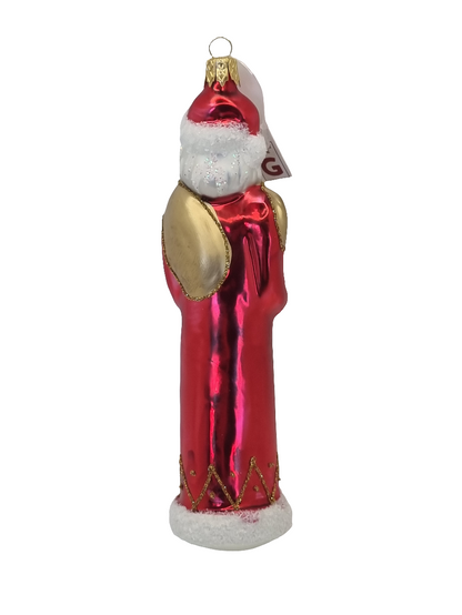 European Glass Christmas ornament of a Santa tall sack staff (G)