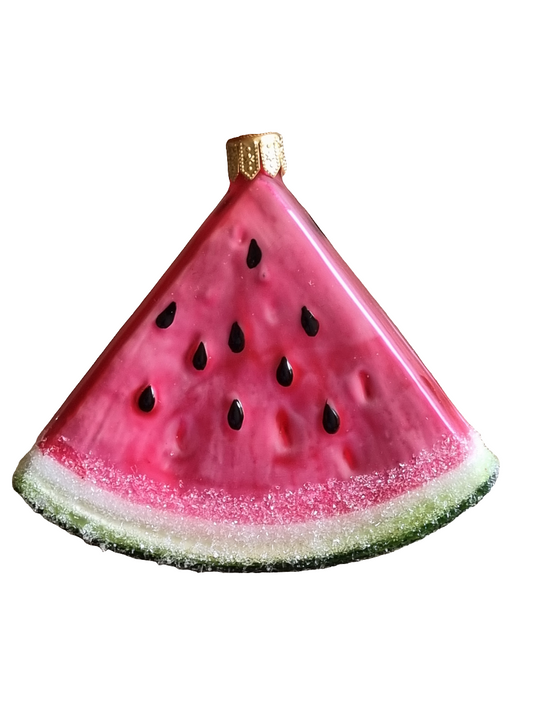 European Glass Christmas ornament of a Watermelon | Slice Frosted (S)