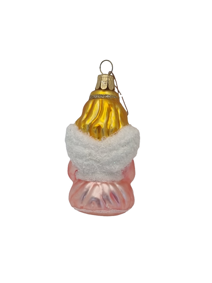 European Glass Christmas ornament of a Angel Girl White Wings Frosted (C)