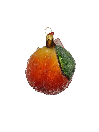 European Glass Christmas ornament of a Peach large sparkle (K)