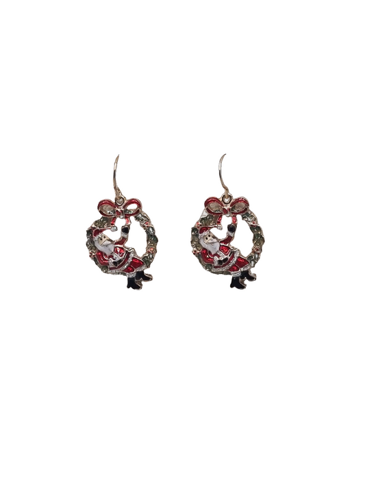 Santa In Wreath | Earrings