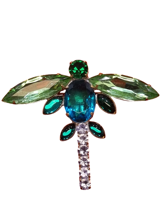 Dragonfly with Green Crystal Wings | Brooch V