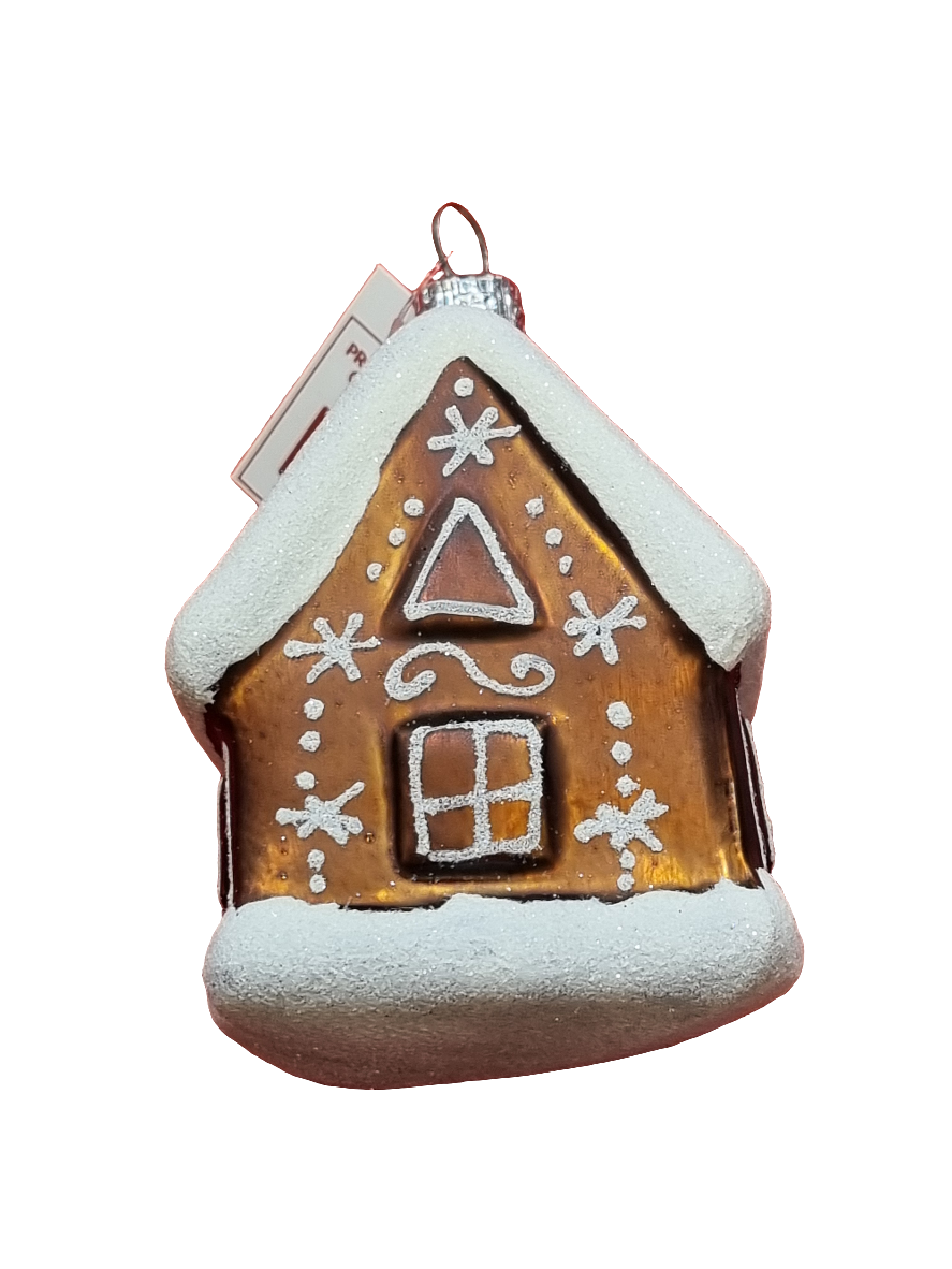 European Glass Christmas ornament of a House | Gingerbread House (L)
