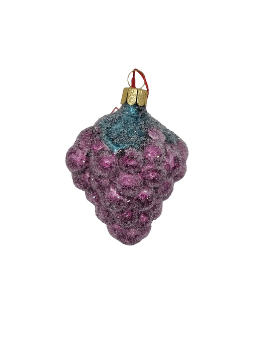 European Glass Christmas ornament of a Grapes purple large sparkle (J)