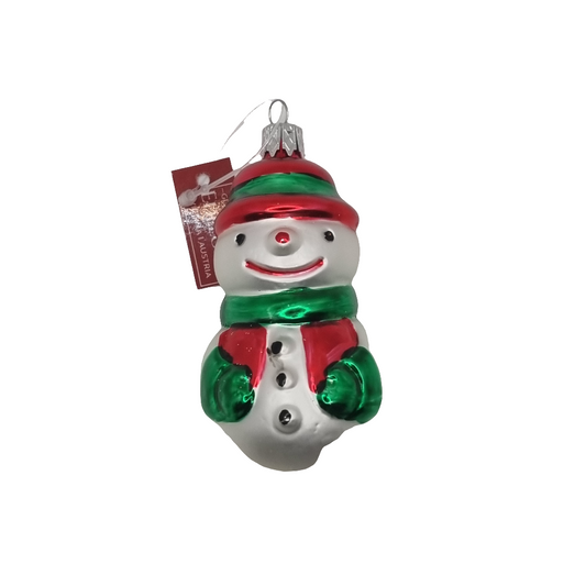 European Glass Christmas ornament of a Snowman Hat Scarf (H)