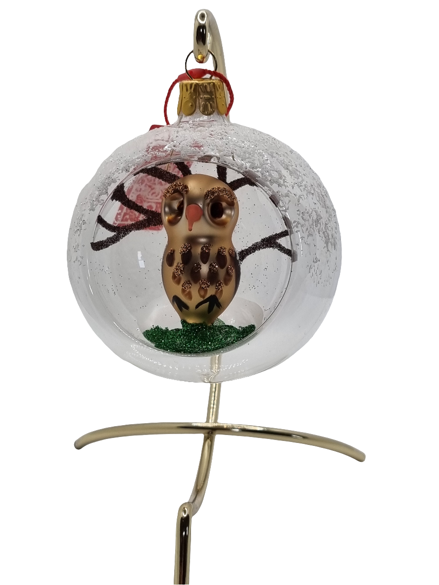 European Glass Christmas ornament of a Baubles | Clear with Nature Inset Decoration (S)