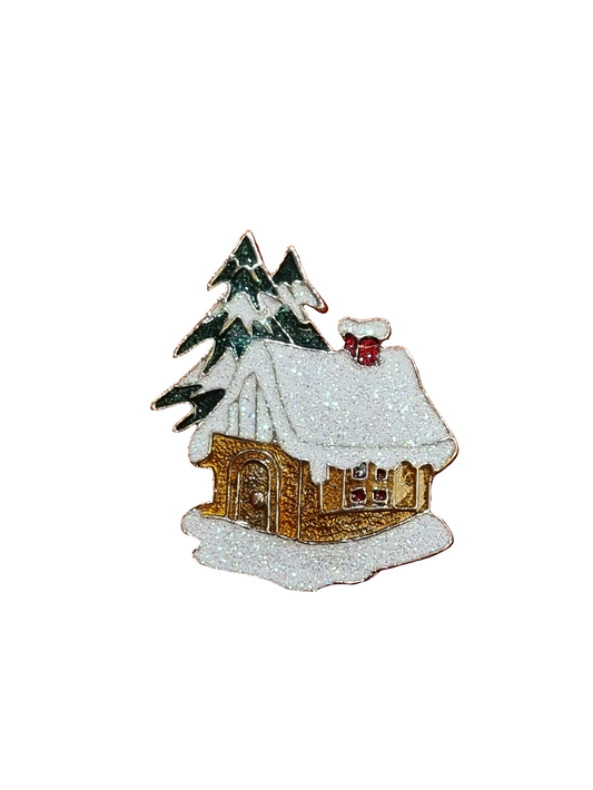 Snowy House with Tree | Brooch V