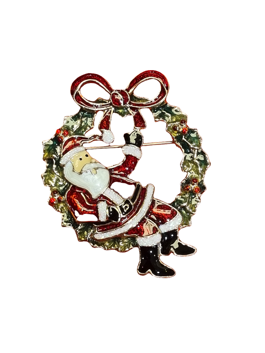 Santa in Wreath | Brooch V