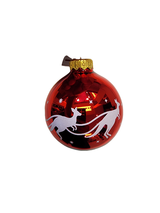 Bauble | Red with Santa's Sleigh & Kangaroos (I)