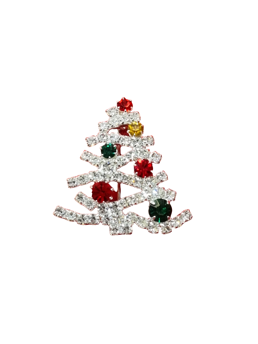 Small Wavy Crystal Tree with Colouful Crystal Baubles | Brooch V