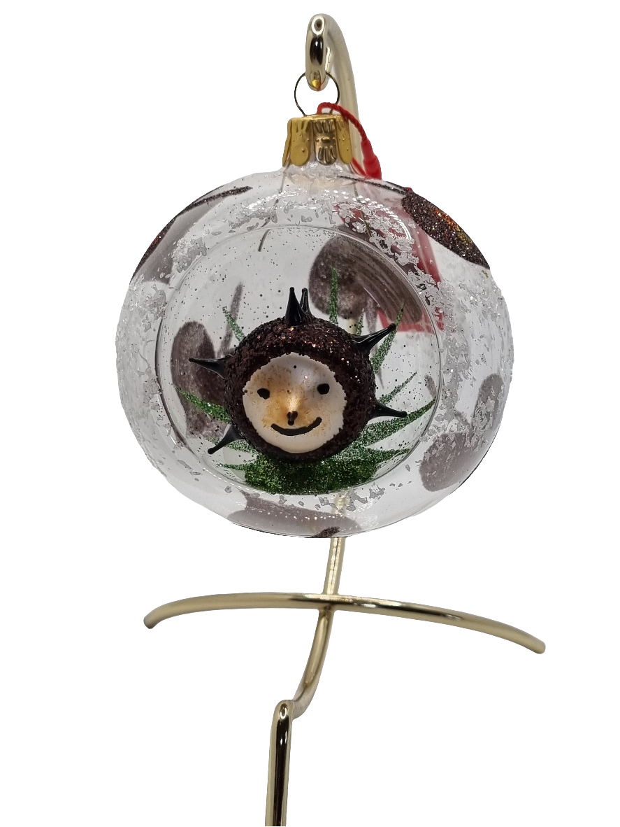 European Glass Christmas ornament of a Baubles | Clear with Nature Inset Decoration (S)