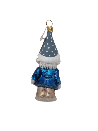 European Glass Christmas ornament of a Gnome with Beard & Spotted Hat (S)