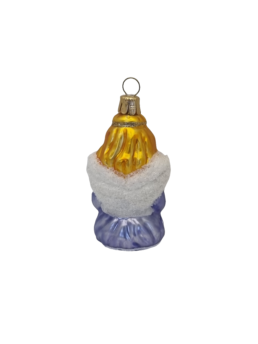 European Glass Christmas ornament of a Angel Girl White Wings Frosted (C)
