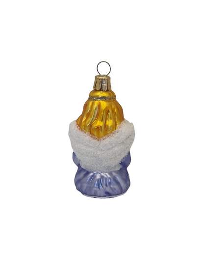 European Glass Christmas ornament of a Angel Girl White Wings Frosted (C)