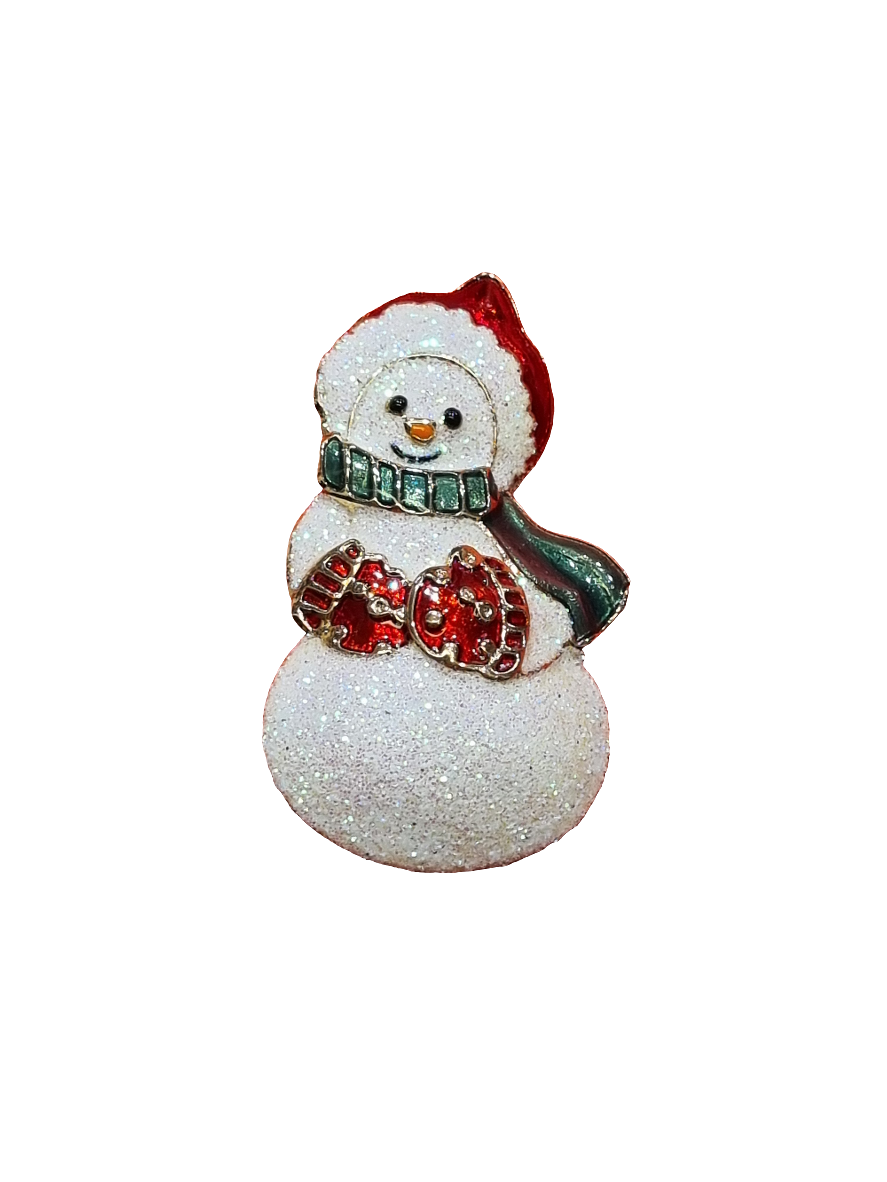 Single Sparkle Snowman with Mittens & Scarf | Brooch V