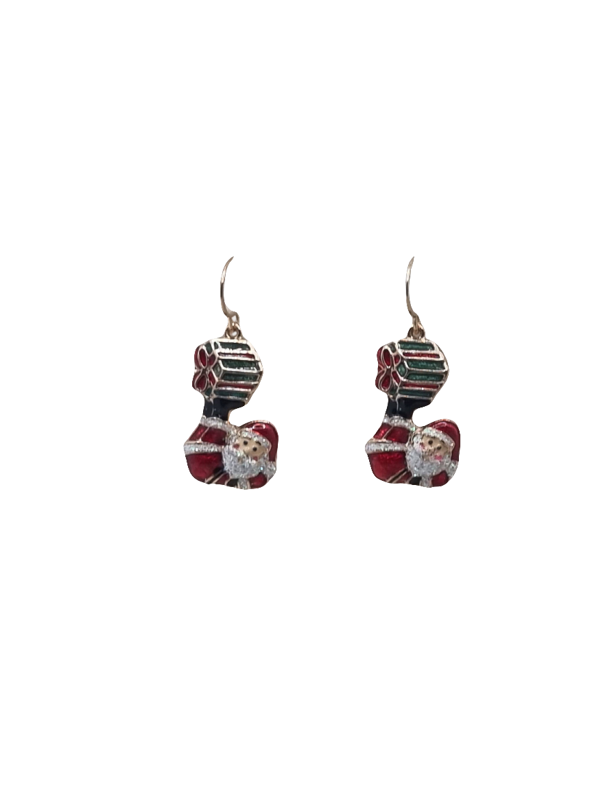 Santa With Presents On Feet | Earrings