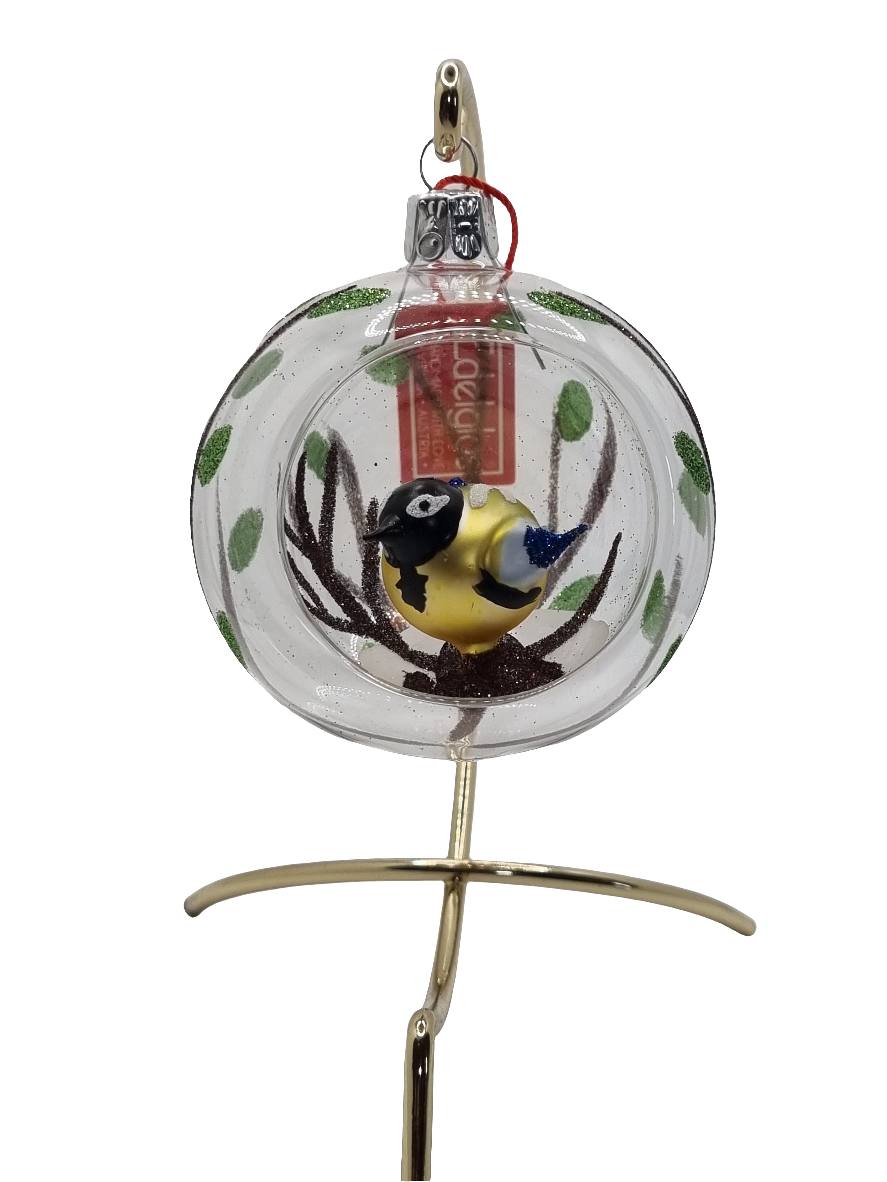 European Glass Christmas ornament of a Baubles | Clear with Nature Inset Decoration (S)