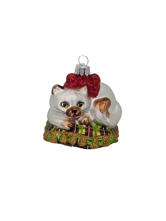 Cat cushion red bow tie (S)