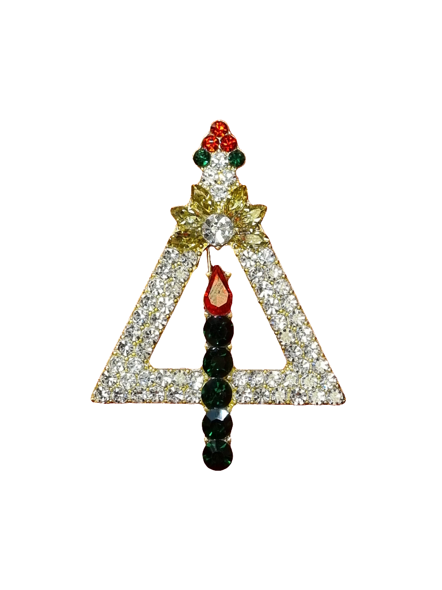 Vintage Crystal Christmas Tree with Candle Trunk | Brooch V