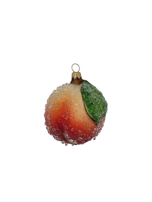 European Glass Christmas ornament of a Peach frosted (N)