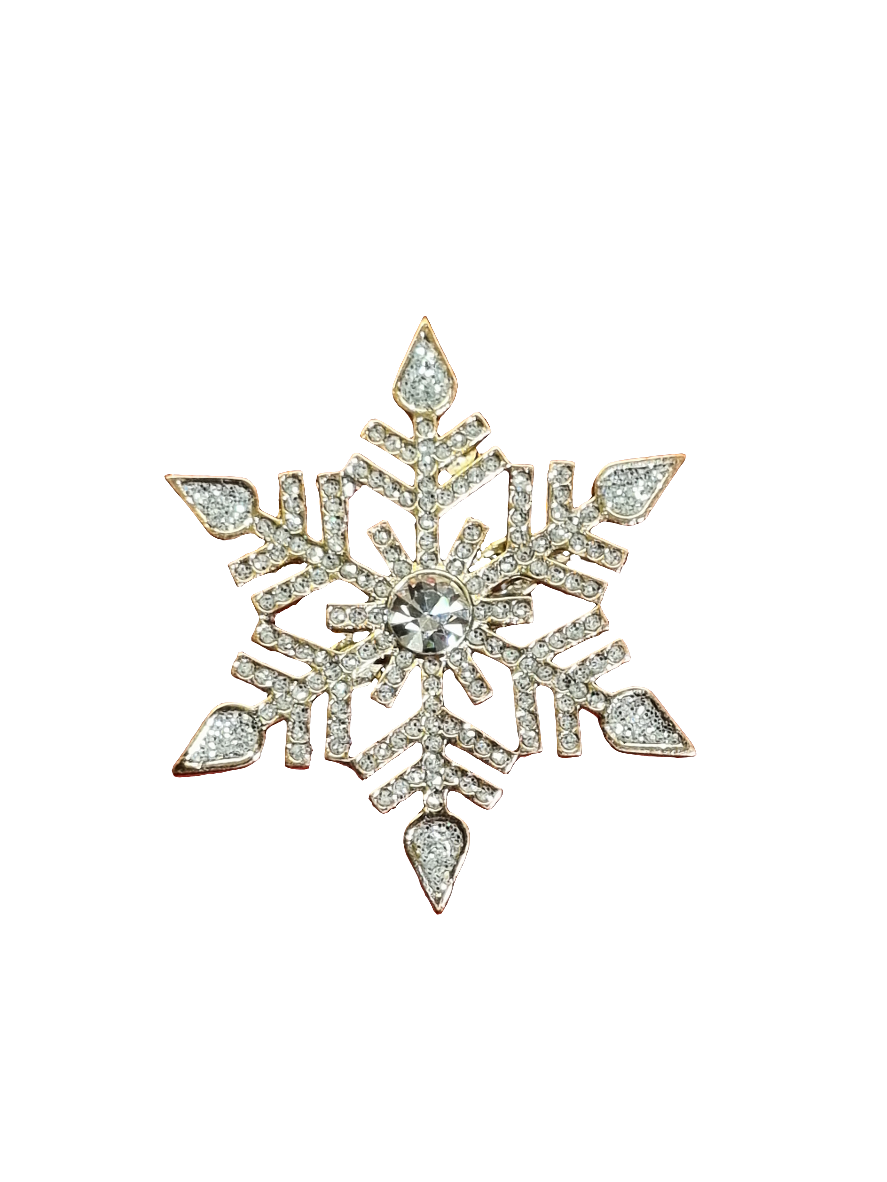 Large Gold Crystal Snowflake | Brooch V