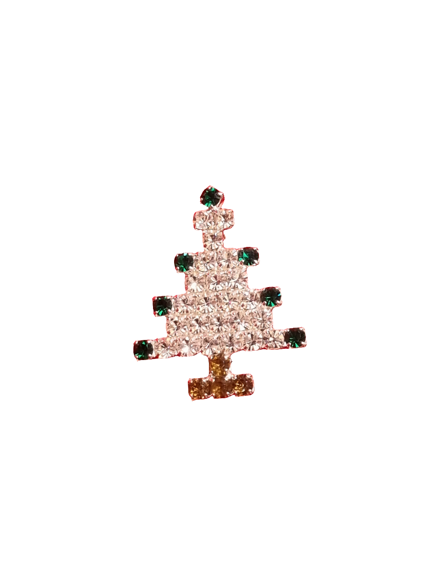 Crystal Tree with Gold Base & Green Tips | Brooch V