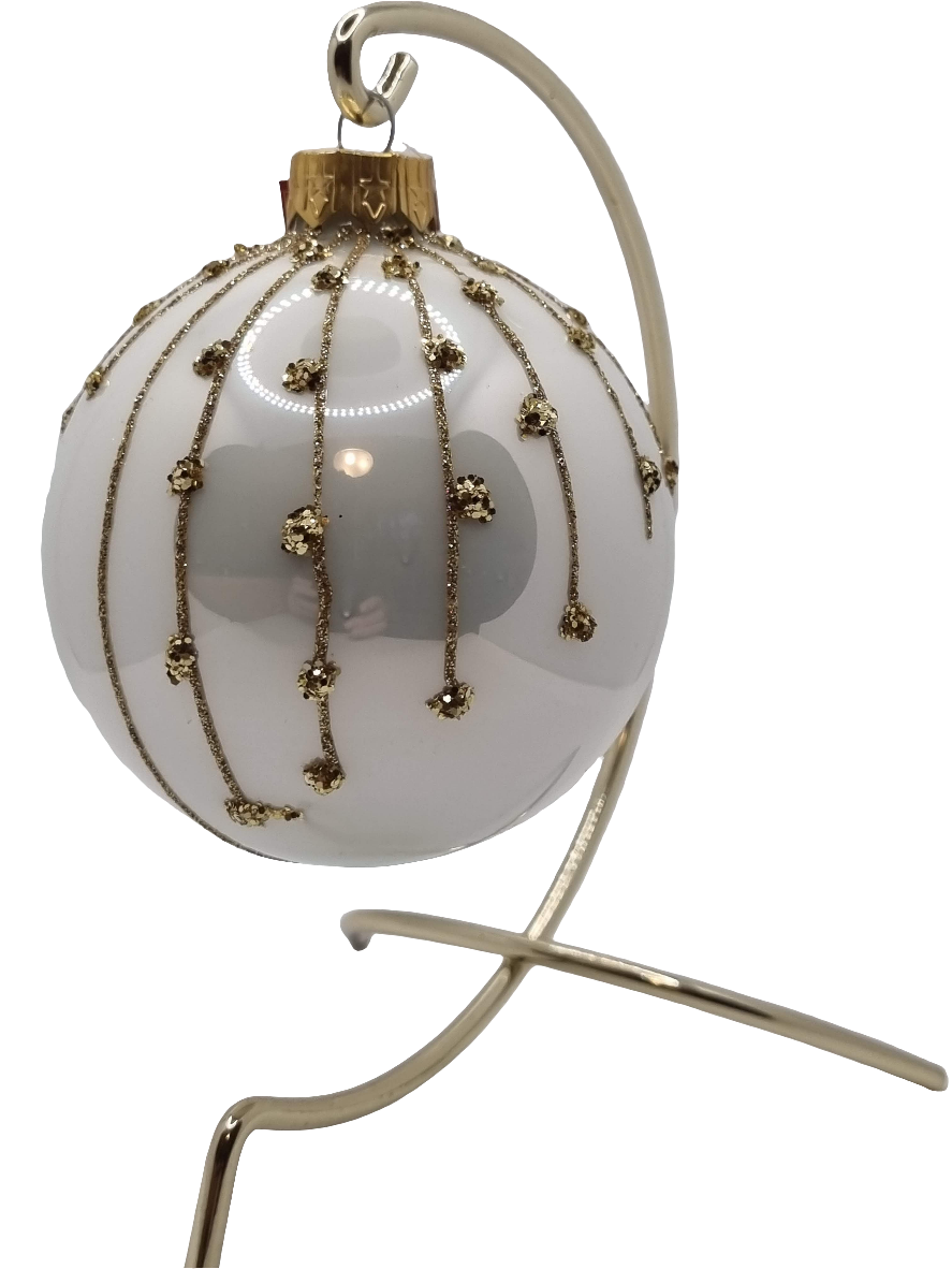 White Bauble Gold Lines (F)