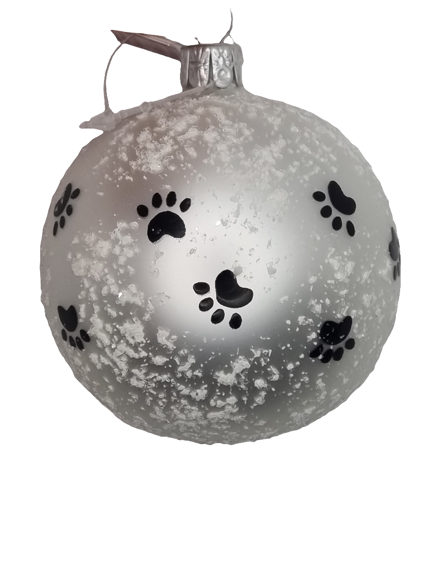 Bauble | Silver with Paw Prints (H)