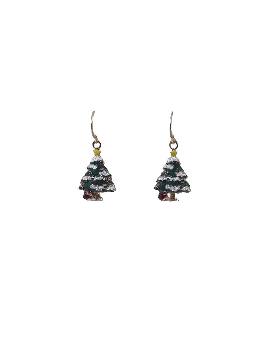 Snowy Tree Gold Star | Earrings