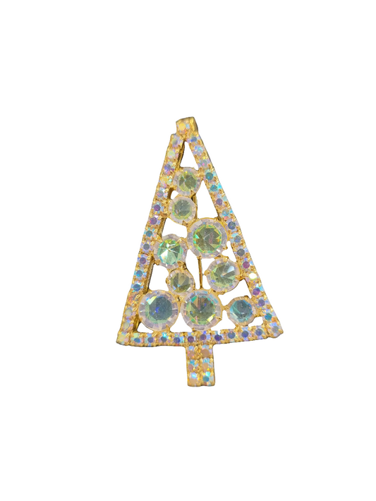 Gold Crystal Tree with Silver Crystal Baubles | Brooch VII