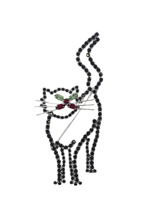 European Glass Christmas ornament of a Standing Cat | Brooch VI