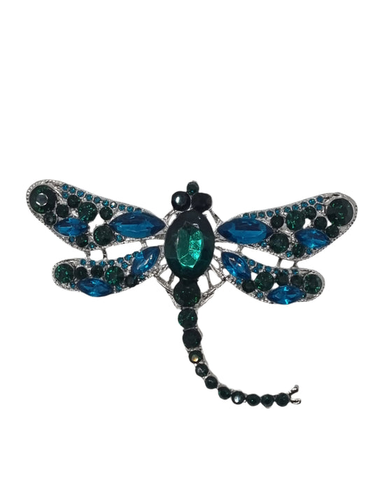 European Glass Christmas ornament of a Dragonfly with Curved Tail | Brooch VII