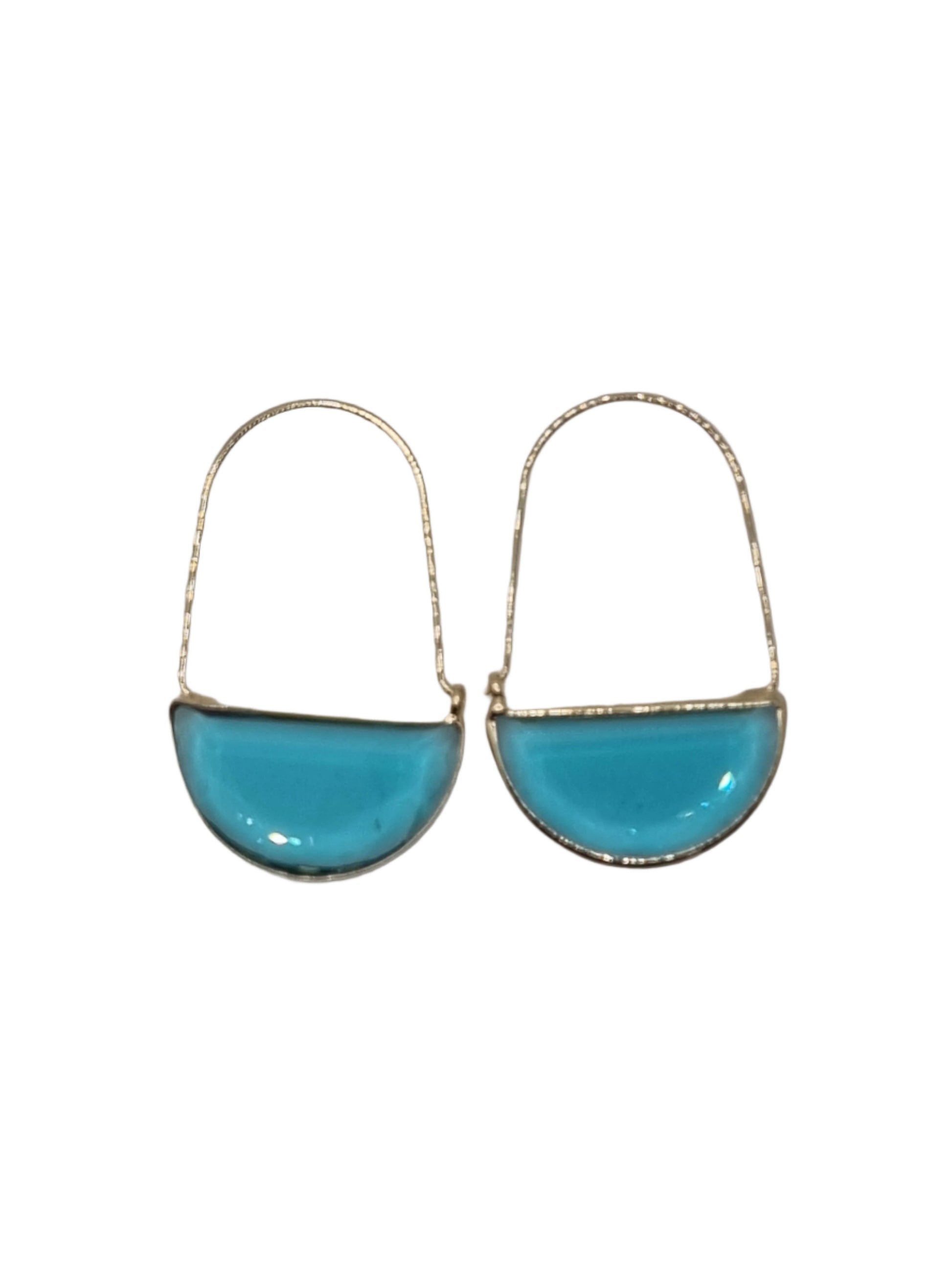 European Glass Christmas ornament of a Gold Hoops with Crystal | Earrings