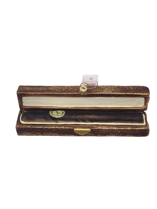 European Glass Christmas ornament of a Cigar in Case (X)