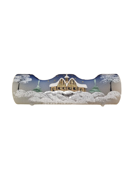 European Glass Christmas ornament of a Glass Double Candle Holder