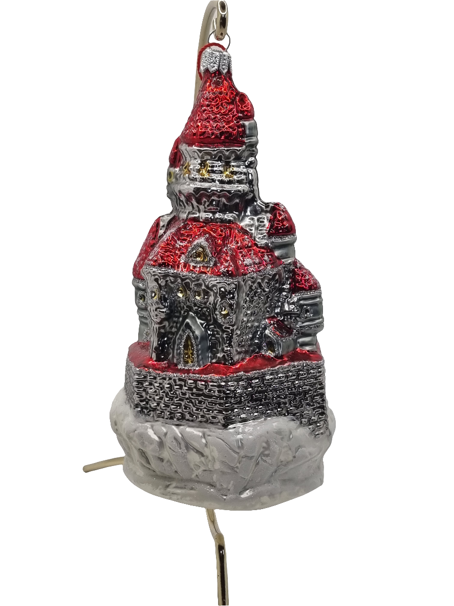 European Glass Christmas ornament of a Dracula's Castle (Y)
