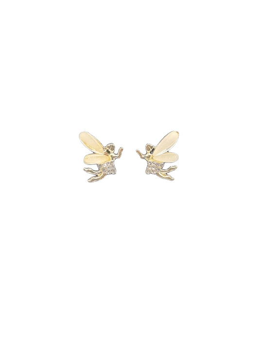European Glass Christmas ornament of a Small Golden Crystal Fairies | Earrings