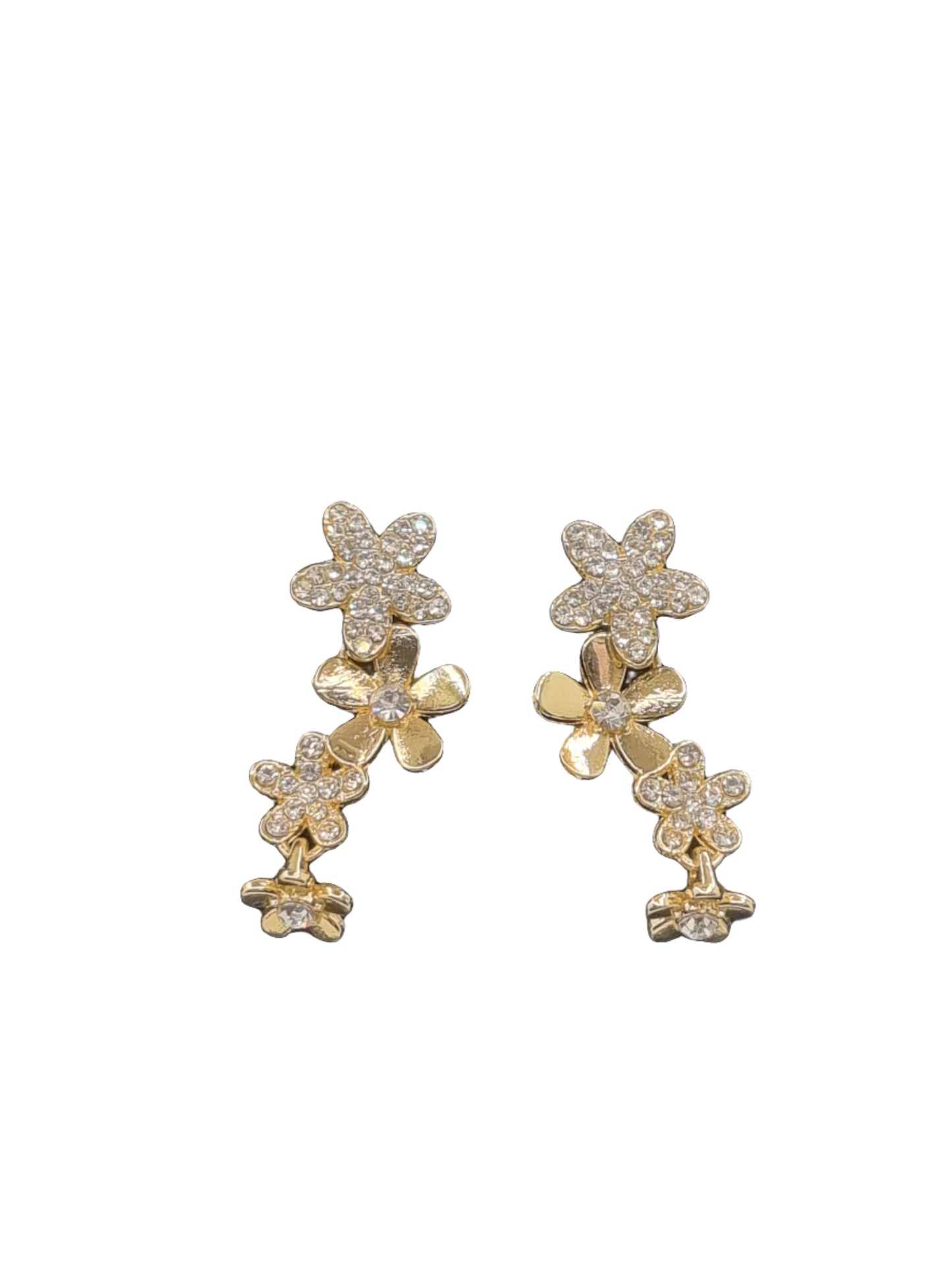 European Glass Christmas ornament of a Dangling Golden Flowers | Earrings