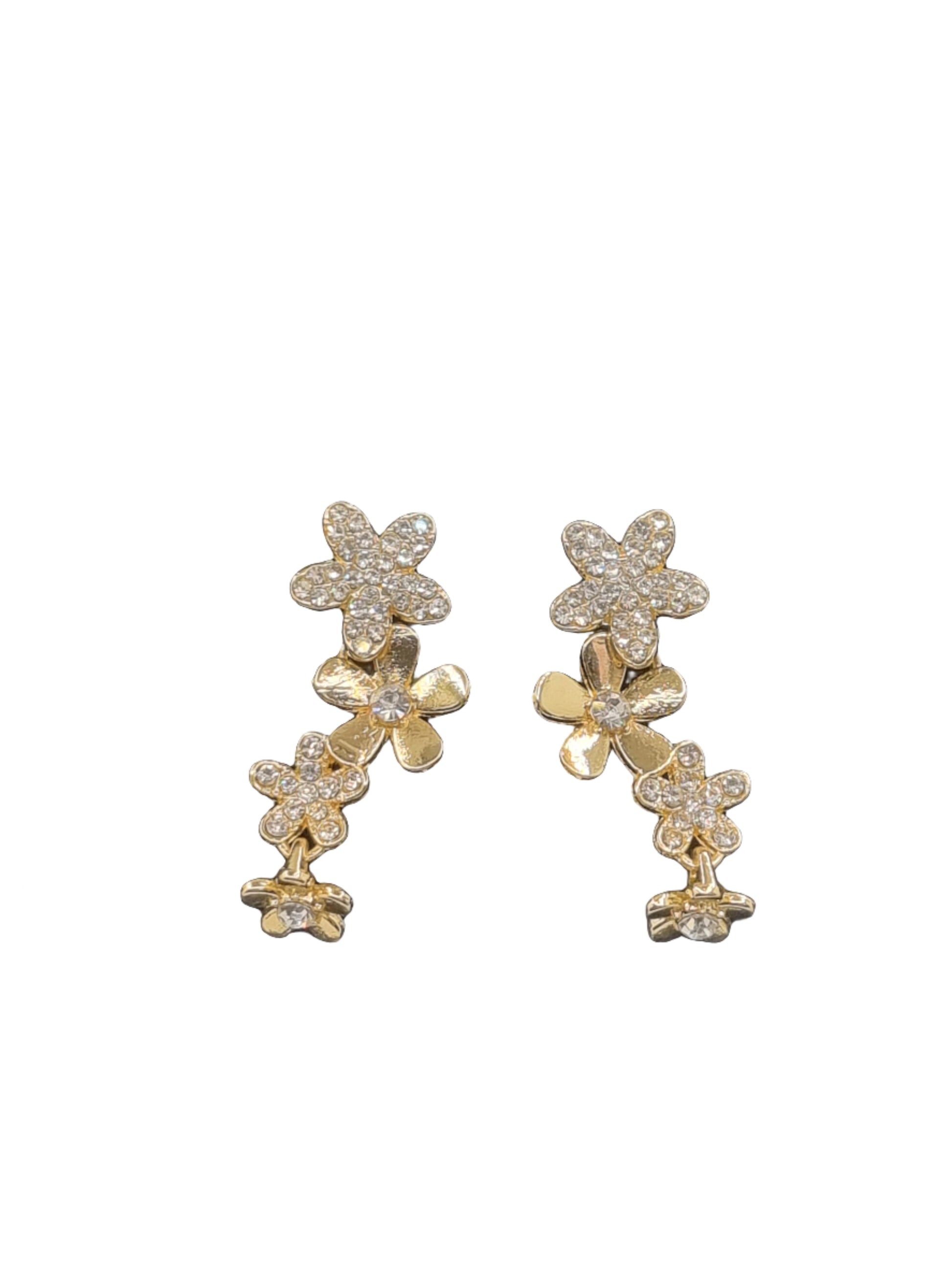 European Glass Christmas ornament of a Dangling Golden Flowers | Earrings