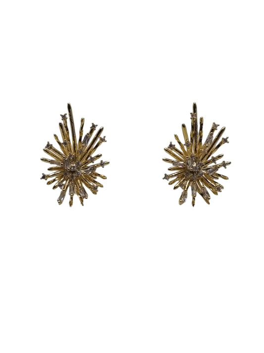 European Glass Christmas ornament of a Golden Starburst Studs | Earrings