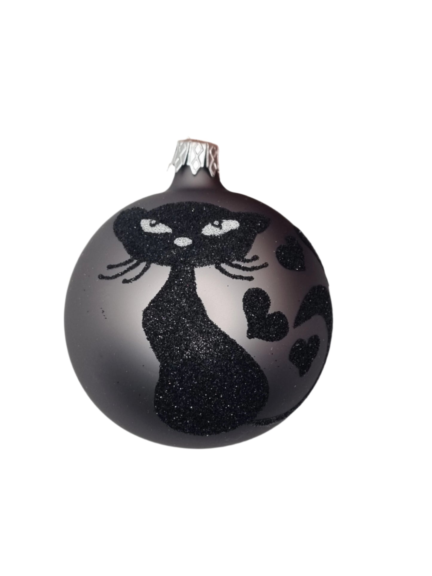 European Glass Christmas ornament of a Baubles | Glitter Cat (K)