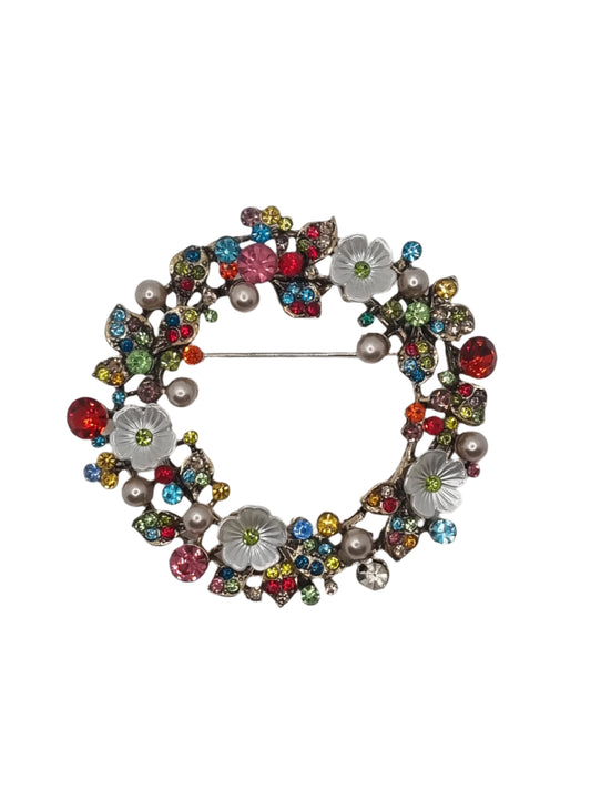 European Glass Christmas ornament of a Flower Wreath | Brooch VI