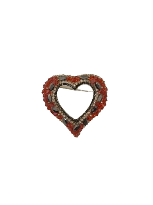European Glass Christmas ornament of a Orange Heart | Brooch III