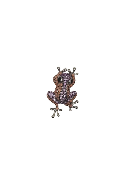 European Glass Christmas ornament of a Pink & Purple Crystal Frog | Brooch III